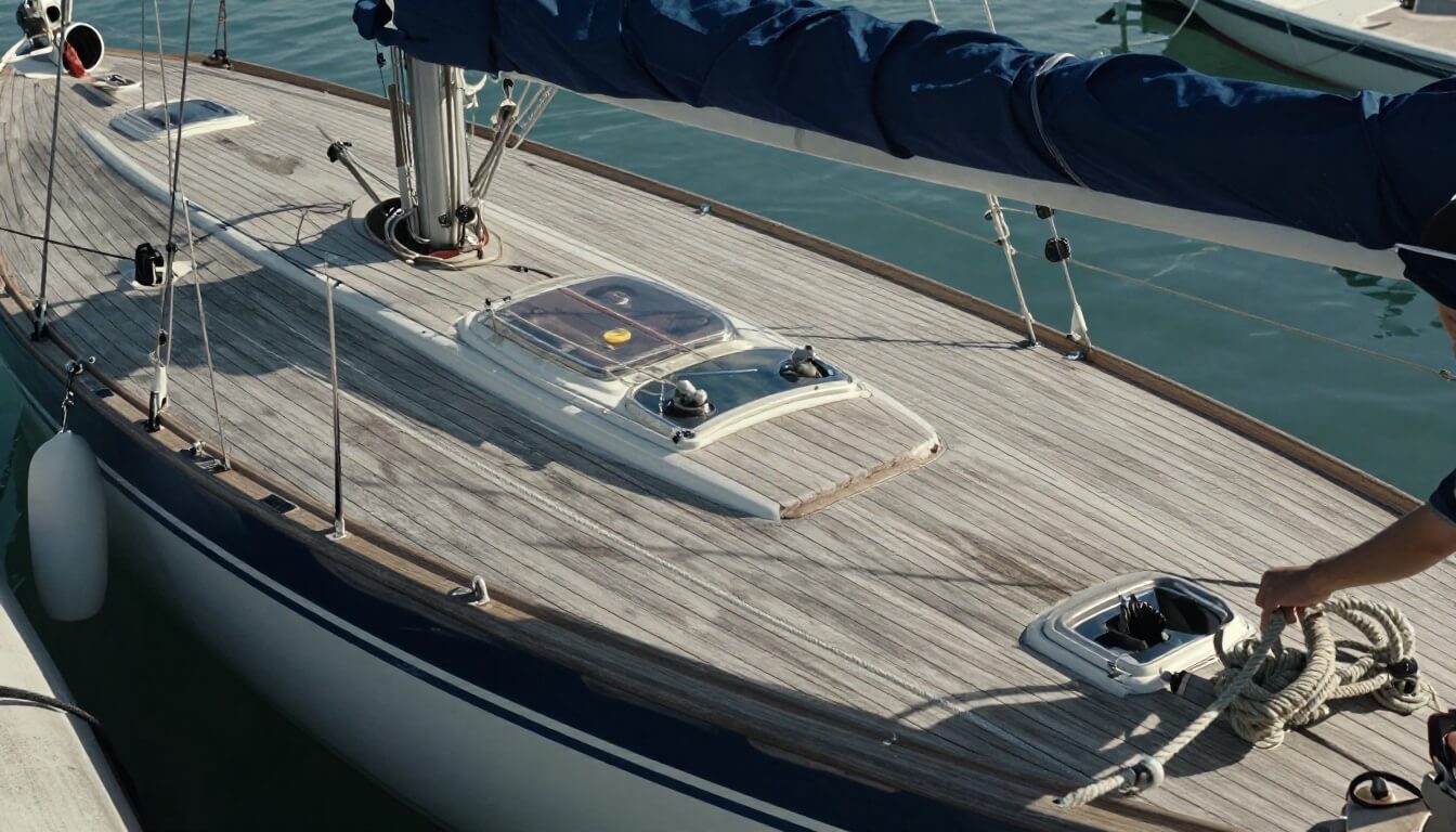 voilier amarré dans un port avec détails nautiques authentiques