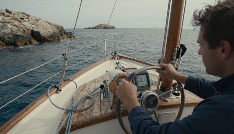 barreur naviguant un voilier près des calanques corses