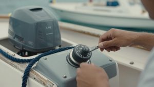 cockpit de bateau avec commande moteur autour de 6 CV