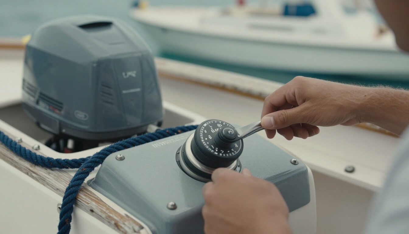 cockpit de bateau avec commande moteur autour de 6 CV