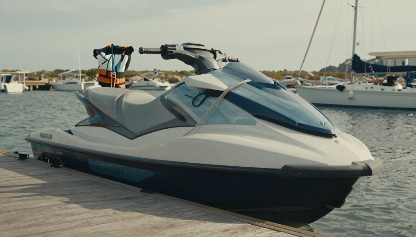 jet ski entretenu amarré dans une marina authentique maritime