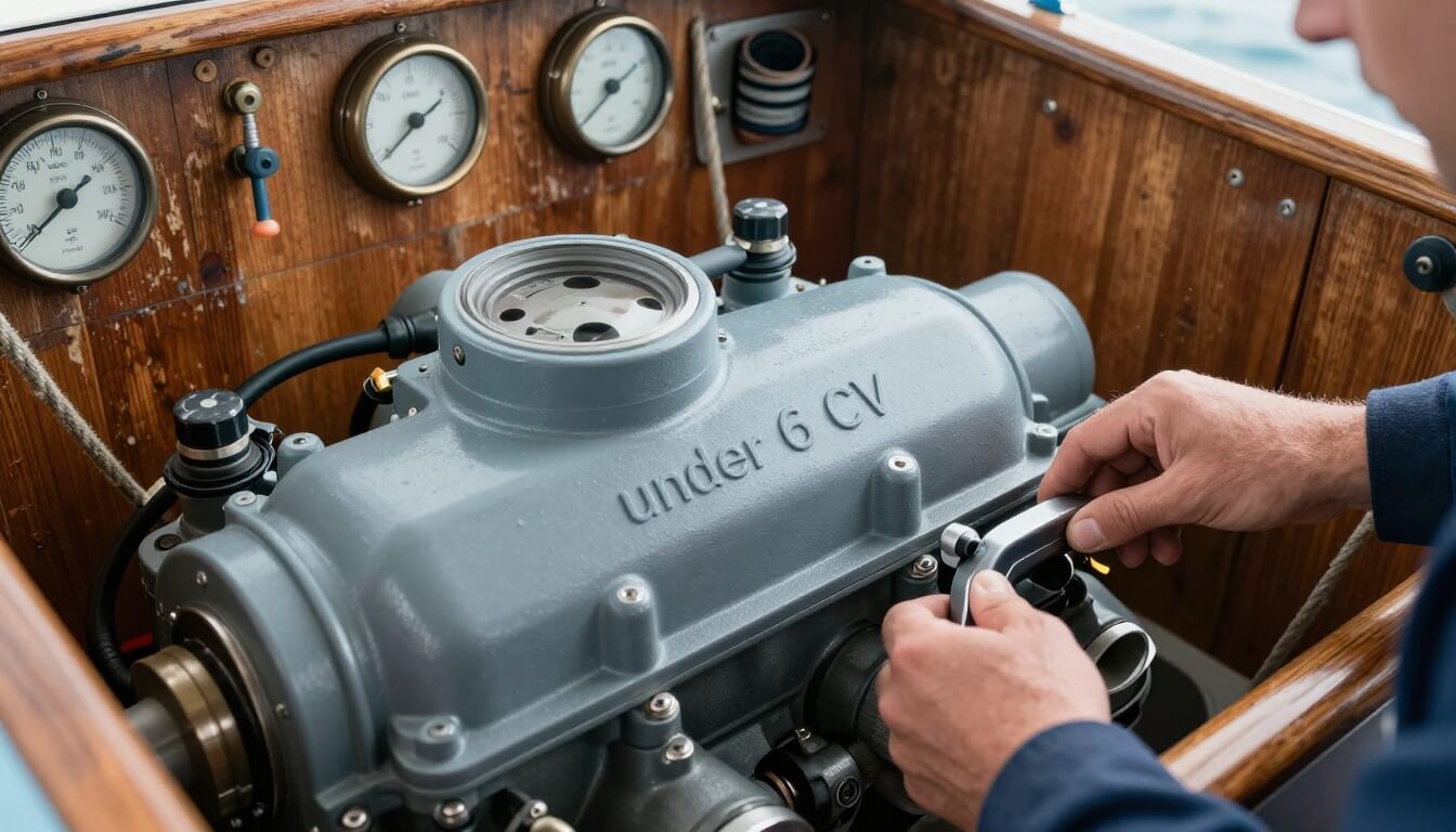 moteur de bateau sans permis avec gravure puissance visible