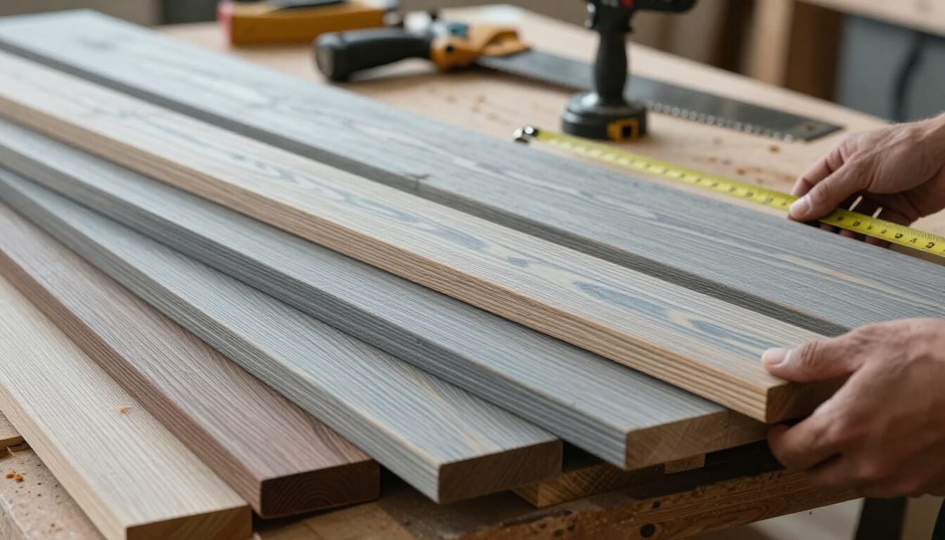 planches de bois chêne acajou merbau dans atelier maritime