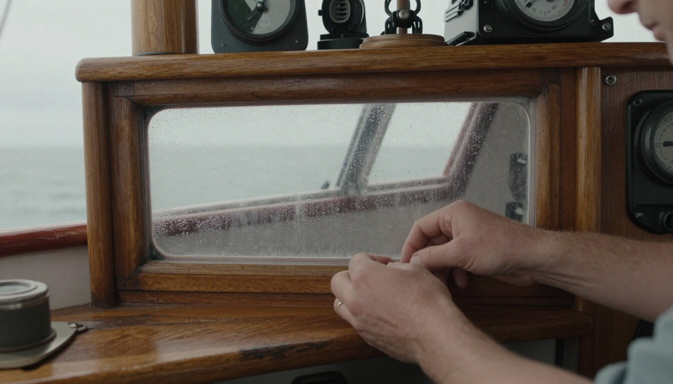 intérieur cabine bateau avec ventilation et condensation visible
