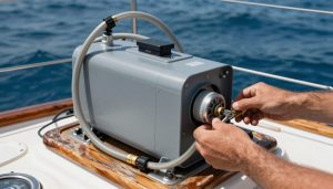 dessalinisateur électrique installé dans cockpit de voilier