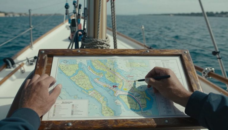 cockpit de bateau avec cartes marines et navigation côtière
