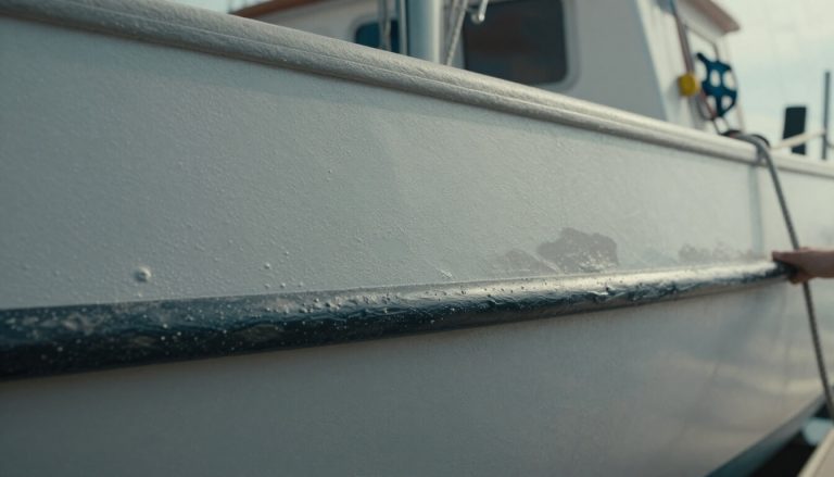 coque de bateau avec gelcoat abîmé et main tactile