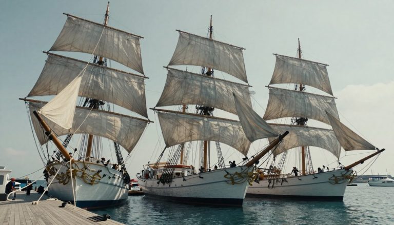 trois bateaux classiques amarrés avec détails nautiques authentiques