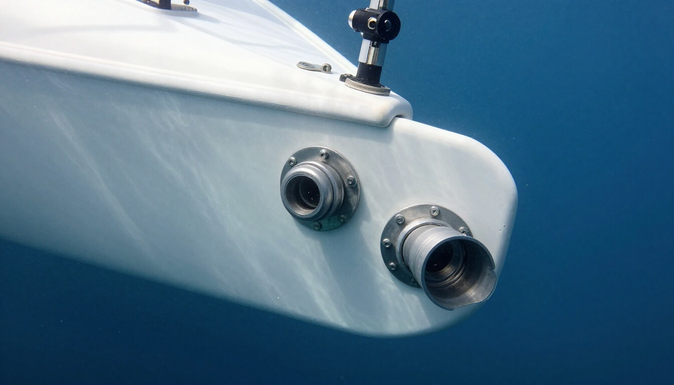 passe-coques sécurisés sous la flottaison d’un voilier