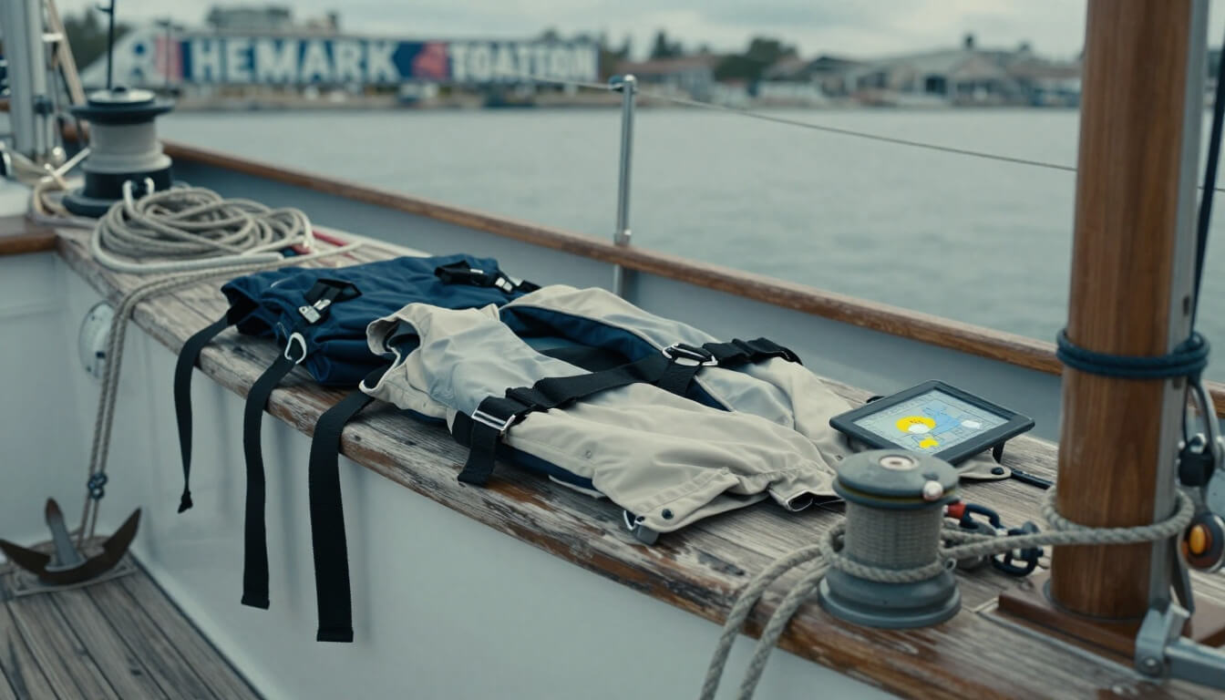 préparation du bateau au quai avec vérifications météo et matériel