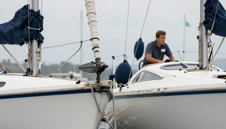 collision entre deux bateaux au mouillage dans une marina