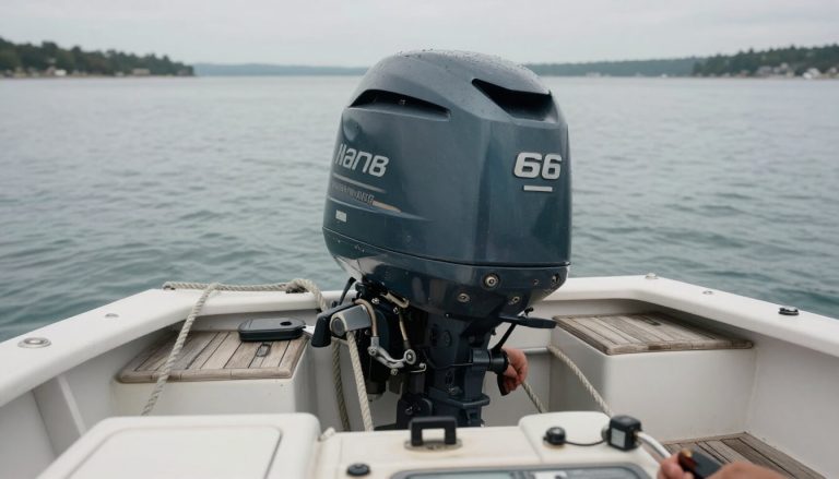 petit bateau moteur 6 cv naviguant paisiblement en mer