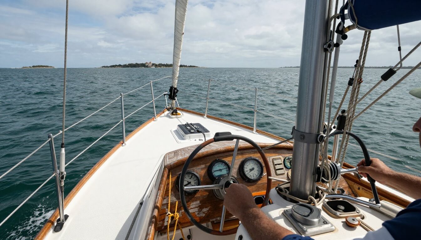 voilier naviguant entre les îles du Golfe du Morbihan Bretagne